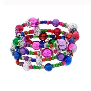 26. Multi Colored Bead Holiday Coil Bracelet nwt